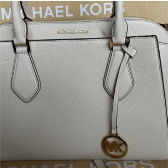 Michael Kors Daria Large Satchel Bag Leather Light Cream - Picture 11 of 16